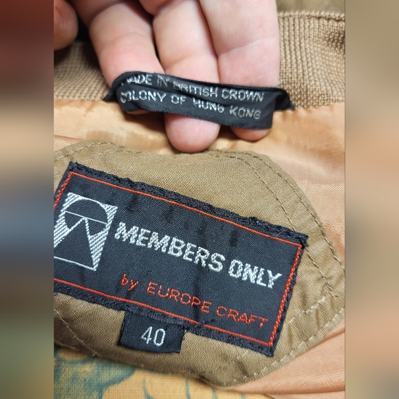 Men's Vintage Members Only Jacket Medium Brown Size 40 Made in Hong Kong - Picture 8 of 12